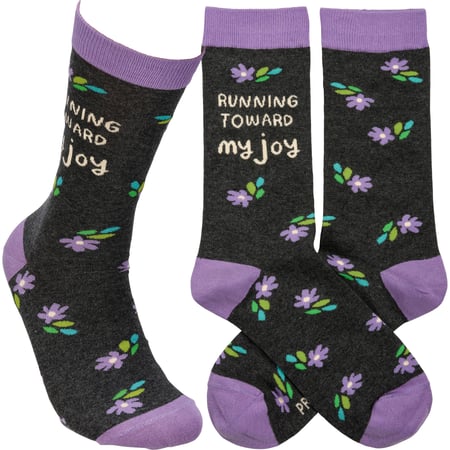 Running Toward My Joy Socks - Cotton, Nylon, Spandex