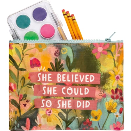 She Believed She Could So She Did Zipper Pouch - Post-Consumer Material, Plastic, Metal