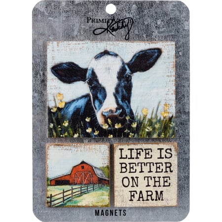 Life Is Better On The Farm Magnet Set - Wood, Metal, Magnet