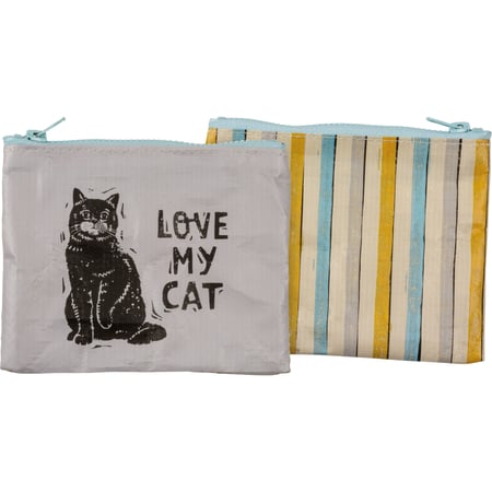 Love My Cat Zipper Wallet - Post-Consumer Material, Plastic, Metal