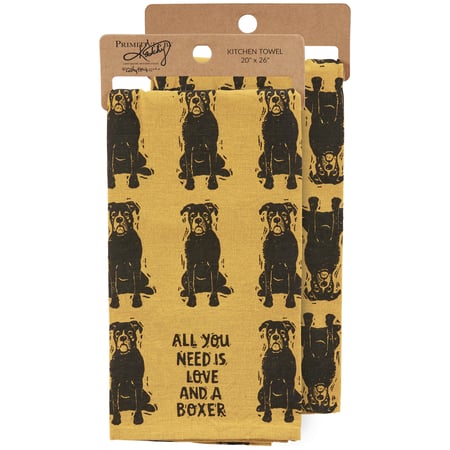 Love And A Boxer Kitchen Towel - Cotton