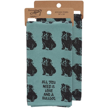 Love And A Bulldog Kitchen Towel - Cotton