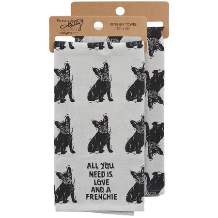 Love And A Frenchie Kitchen Towel - Cotton
