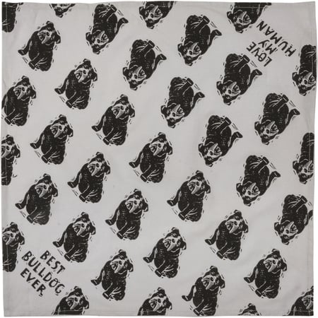 Bulldog/Love My Human Large Pet Bandana - Cotton