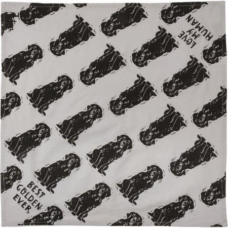 Golden/Love My Human Large Pet Bandana - Cotton