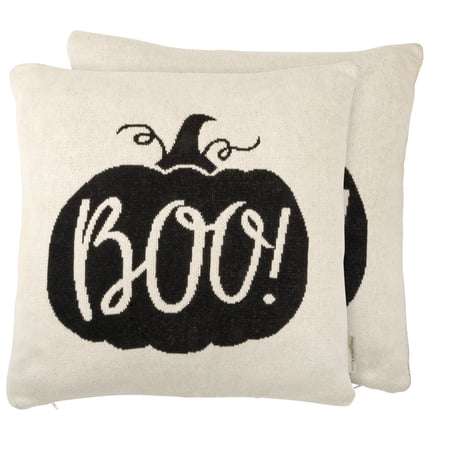 White Boo Pillow - Cotton, Zipper