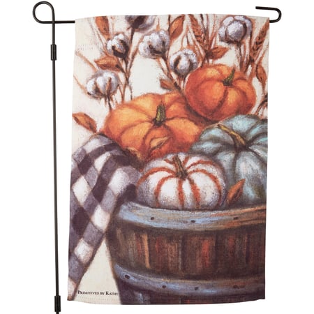 Pumpkins In A Basket Garden Flag - Polyester