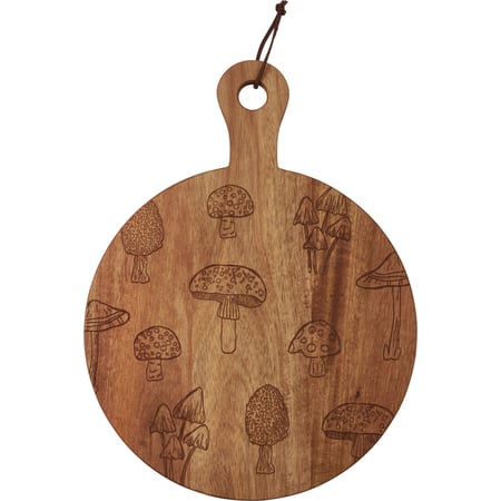 Mushrooms Cutting Board - Wood, Leather