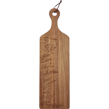 Wildflowers Cutting Board - Wood, Leather