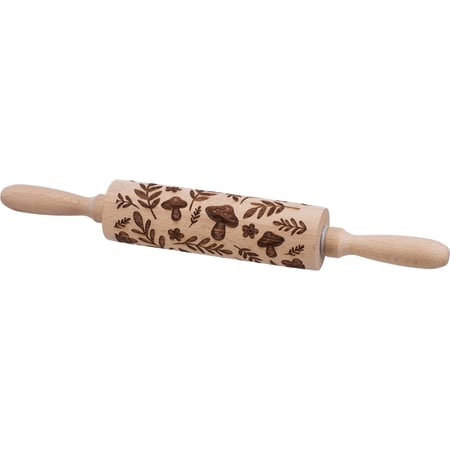 Mushrooms Small Embossing Rolling Pin - Wood