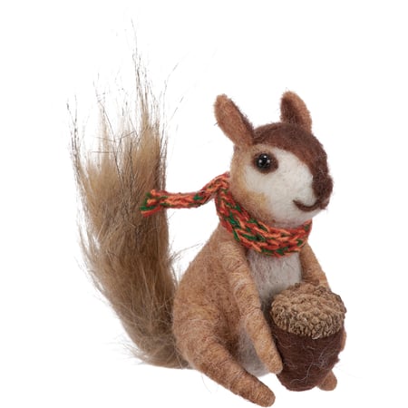 Squirrel With Scarf Critter - Felt, Polyester, Plastic, Jute