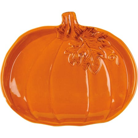 Small Orange Pumpkin Plate - Ceramic