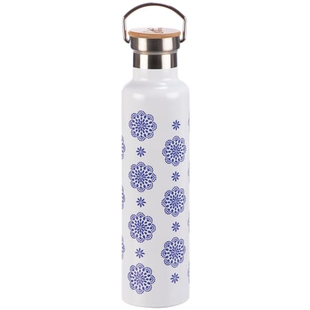 Mandala Insulated Bottle - Stainless Steel, Bamboo