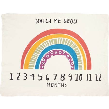 Watch Me Grow Rainbow Milestone Blanket - Cotton