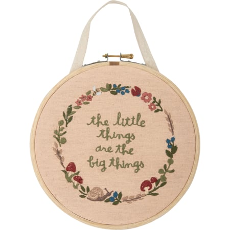 Little Things Hand Embroidered Hoop - Cotton, Linen, Wood, Metal