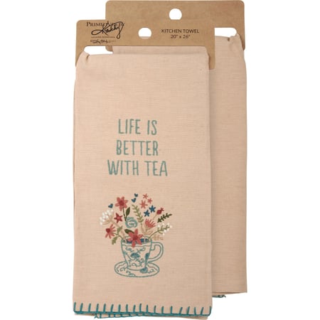 Life Is Better With Tea Kitchen Towel - Cotton, Linen