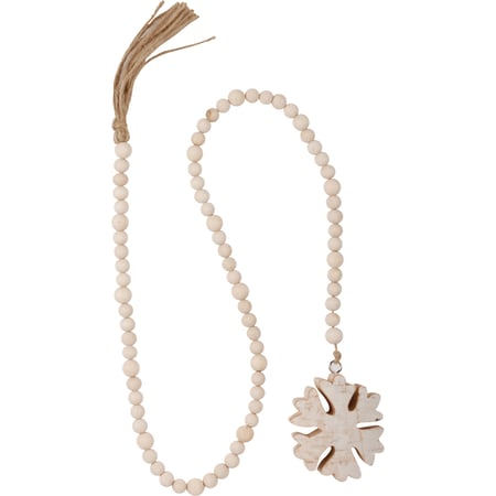 Snowflake Beaded Garland - Wood, Jute