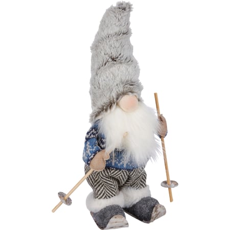 Skiing Gnome Sitter - Foam, Felt, Cotton, Paper