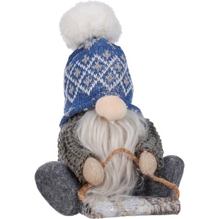 Sledding Gnome Sitter - Foam, Felt, Cotton, Paper