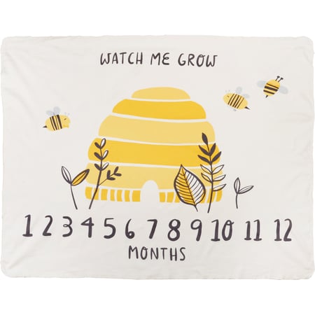 Watch Me Grow Bees Milestone Blanket - Cotton