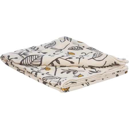 Bee And Leaf Floral Throw Blanket - Cotton