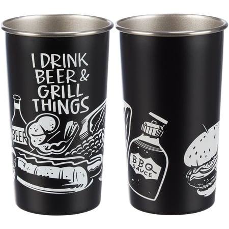 I Drink Beer & Grill Things Tumbler - Stainless Steel