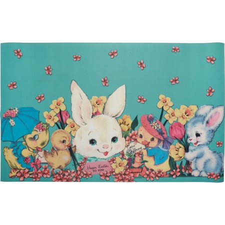 Vintage Easter Rug - Polyester, PVC skid-resistant backing