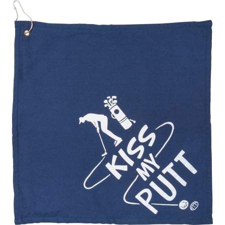 Kiss My Putt Golf Towel - Cotton, Terrycloth, Metal