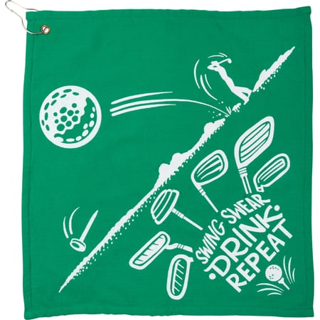 Swing Swear Drink Repeat Golf Towel - Cotton, Terrycloth, Metal