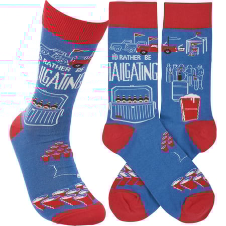 I'd Rather Be Tailgating Socks - Cotton, Nylon, Spandex