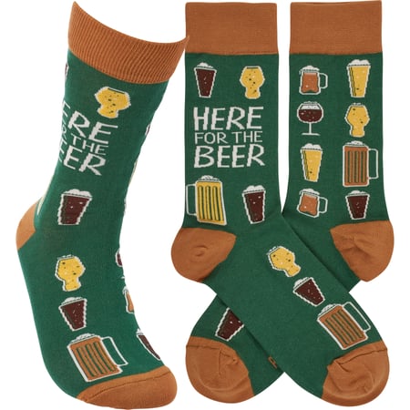 Here For The Beer Socks - Cotton, Nylon, Spandex