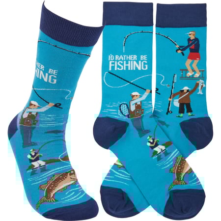 I'd Rather Be Fishing Socks - Cotton, Nylon, Spandex