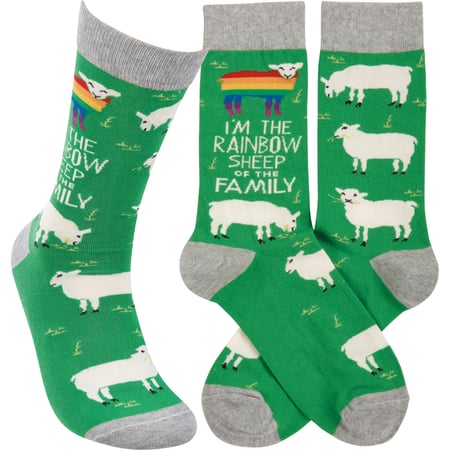 Rainbow Sheep In The Family Socks - Cotton, Nylon, Spandex