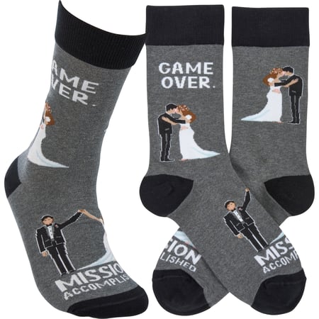 Game Over Mission Accomplished Socks - Cotton, Nylon, Spandex
