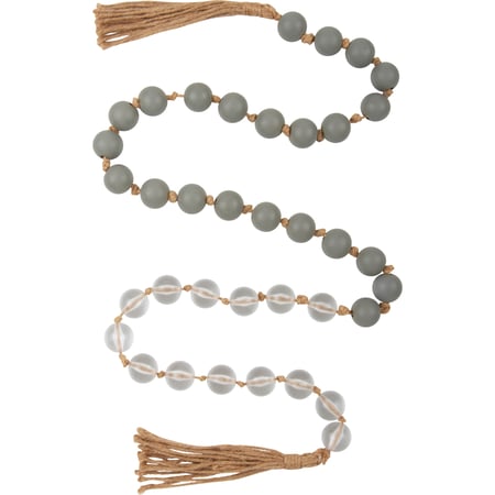 Knotted Sea Glass Garland - Wood, Acrylic, Jute