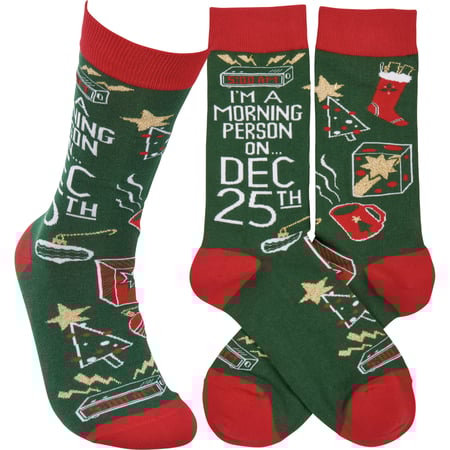 Morning Person On Dec 25th Socks - Cotton, Nylon, Spandex
