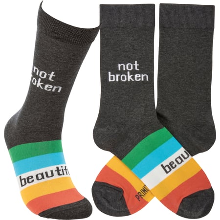 Not Broken Beautiful Socks - Cotton, Nylon, Spandex