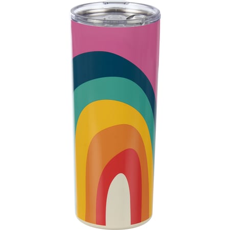Rainbow Coffee Tumbler - Stainless Steel, Plastic