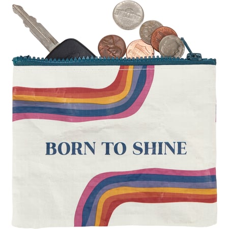 Born To Shine Zipper Wallet - Post-Consumer Material, Plastic, Metal