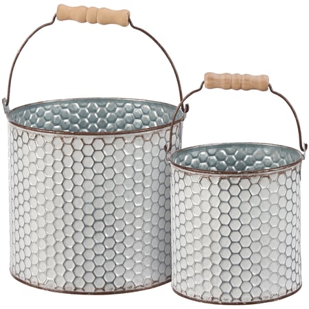 Honeycomb Bucket Set - Metal, Wood