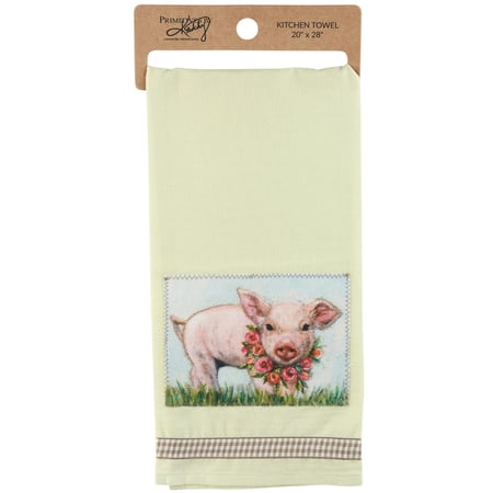 Floral Piglet Kitchen Towel - Cotton, Ribbon