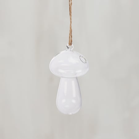 Hanging Mushroom Vase - Glass, Jute