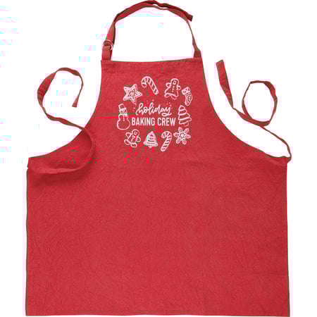 Red Holiday Baking Crew Apron - Cotton, Metal