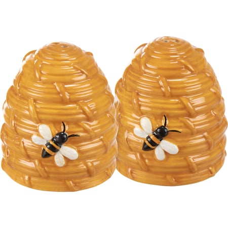 Bee Skep Salt and Pepper Shakers - Ceramic, Plastic