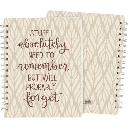 Stuff I Will Forget Spiral Notebook - Paper, Metal
