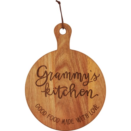 Grammy's Kitchen Cutting Board - Wood, Leather