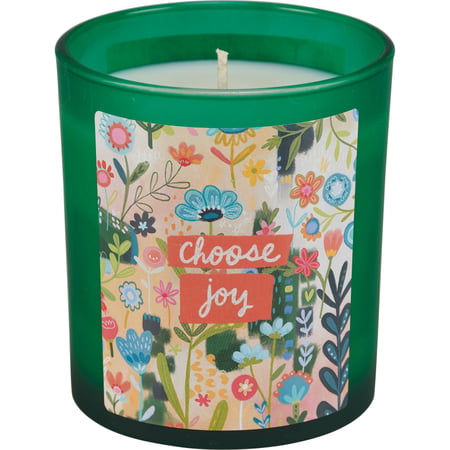 Choose Joy Green Candle - Soy Wax, Glass, Cotton