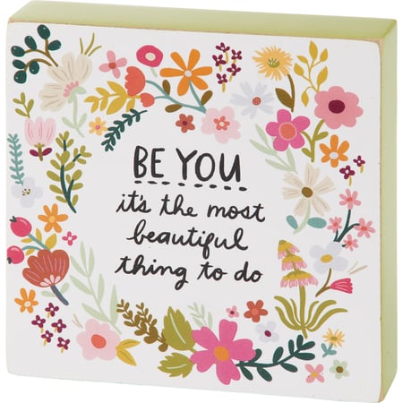 Be You Beautiful Block Sign - Wood, Paper