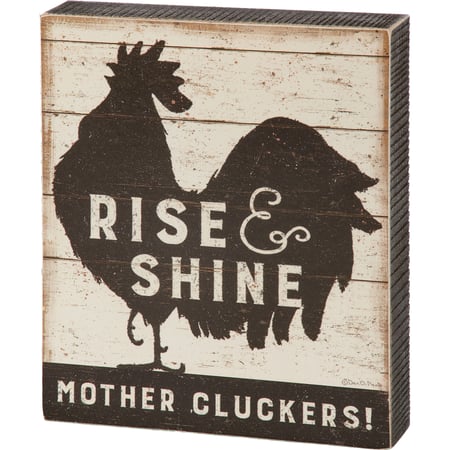 Rise & Shine Block Sign - Wood, Paper