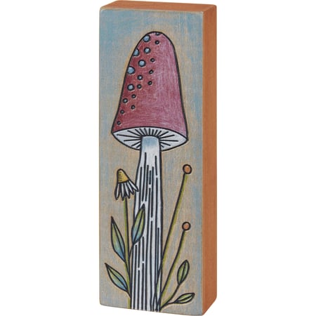 Mushroom Block Sign - Wood